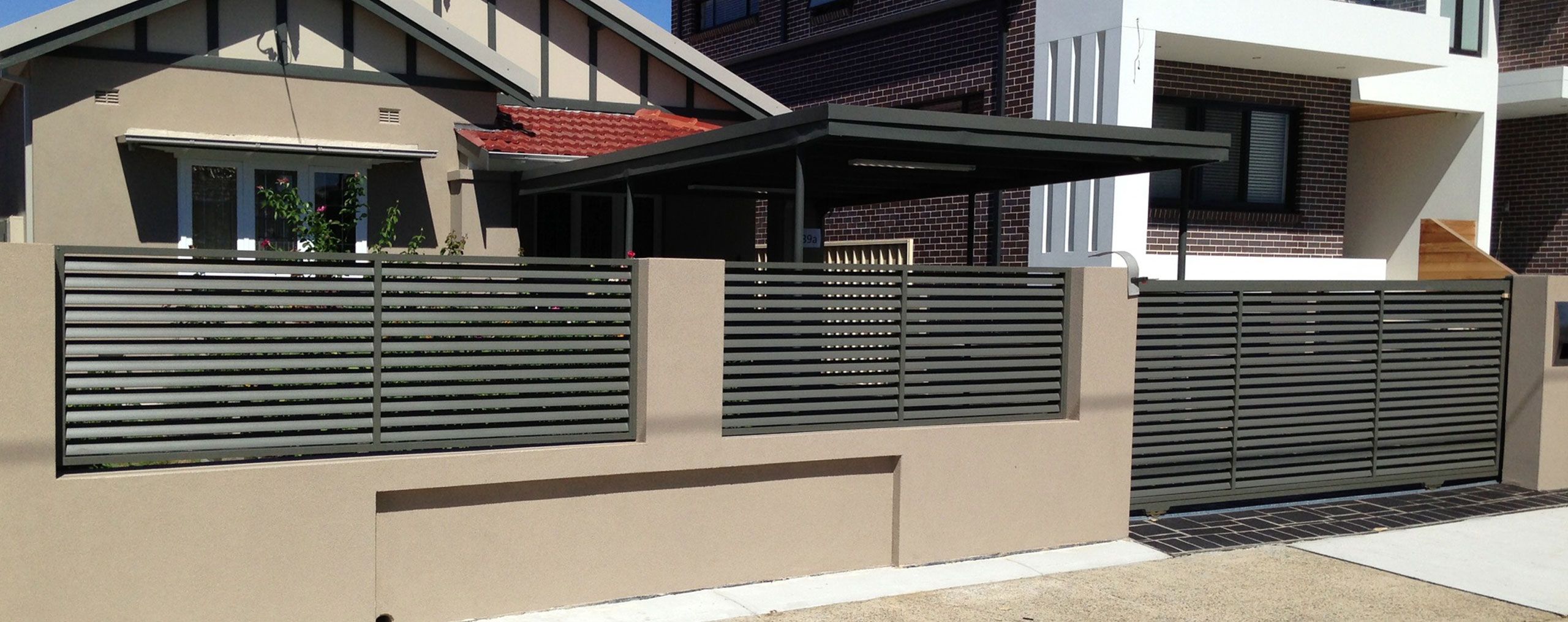 Slat Fence Infills and Driveway Gate